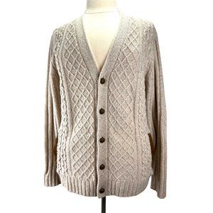 VTG 90’s Y2K Grandpa Woolrich Oatmeal Cardigan Cableknit Sweater, Men’s Large